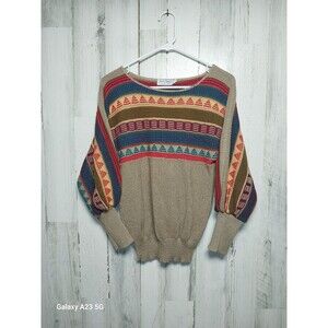 Vintage Jane Adams Knitwear Sweater Small Geometric Multicolor